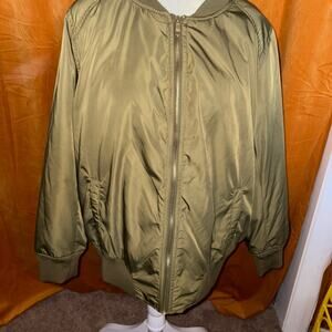 Old Navy Olive Green Satin Bomber Jacket Plus Size 1X